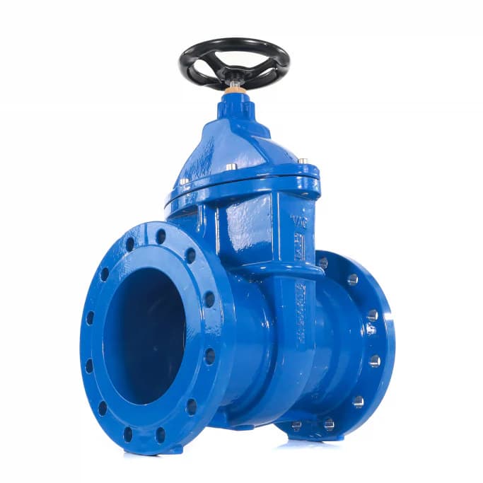 Синяя фланцевая задвижка VAG DN 50 PN 10/16 с ручным штурвалом
